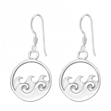 Wave - 925 Sterling Silver Plain Earrings A4S37853