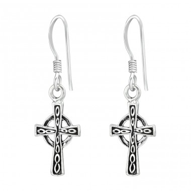 Cross - 925 Sterling Silver Plain Earrings A4S39120