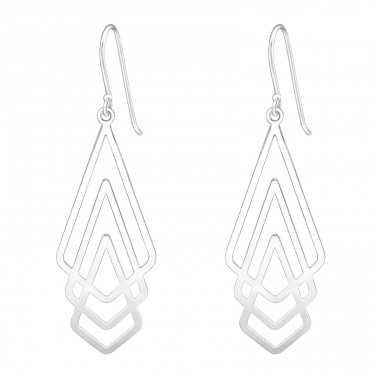 Geometric - 925 Sterling Silver Plain Earrings A4S39203