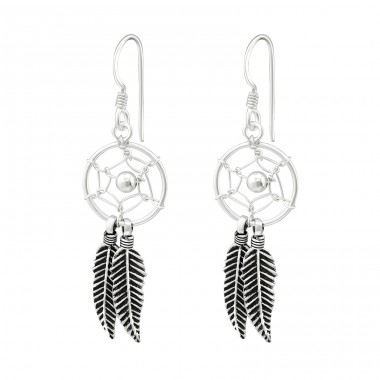 Dreamcatcher - 925 Sterling Silver Plain Earrings A4S39907