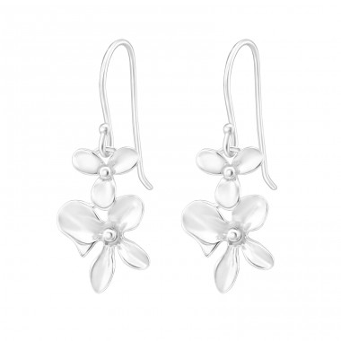 Flower - 925 Sterling Silver Plain Earrings A4S40013