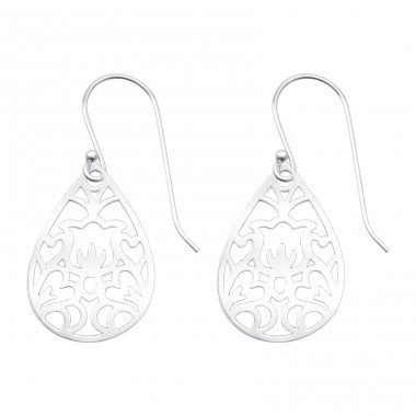 Flower - 925 Sterling Silver Plain Earrings A4S40575