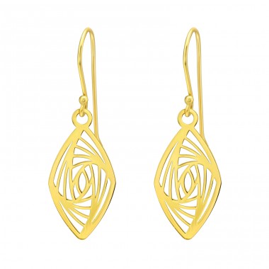 Golden striped Geometric - 925 Sterling Silver Plain Earrings A4S40577