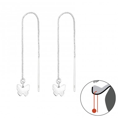 Butterfly - 925 Sterling Silver Plain Earrings A4S43119