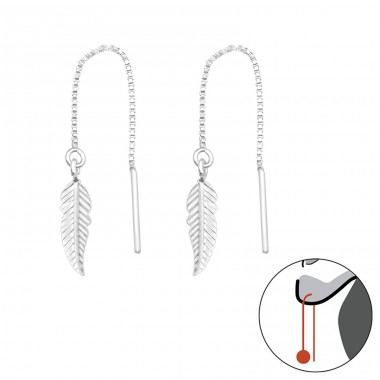 Feather - 925 Sterling Silver Plain Earrings A4S44262