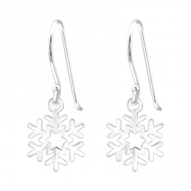 Laser Cut Snowflake - 925 Sterling Silver Plain Earrings A4S44955