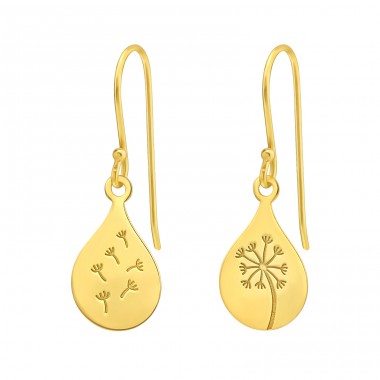 Mismatch flower & petal gold plated - 925 Sterling Silver Plain Earrings A4S44964