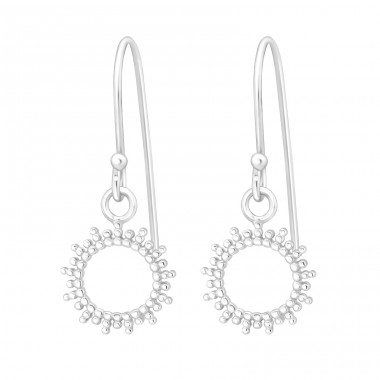 Sun - 925 Sterling Silver Plain Earrings A4S45239