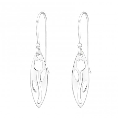 Tall Tulip - 925 Sterling Silver Plain Earrings A4S45862