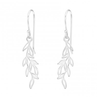 Hanging Leaf - 925 Sterling Silver Plain Earrings A4S45864