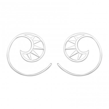 Spiral - 925 Sterling Silver Plain Earrings A4S46931