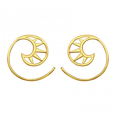  Golden spiral - 925 Sterling Silver Plain Earrings A4S46932