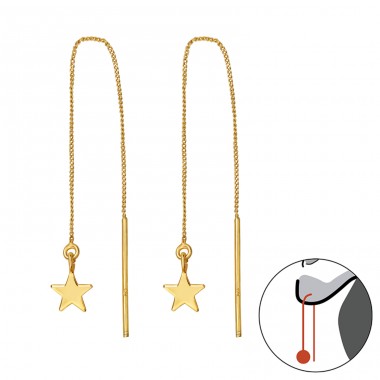 Golden Star - 925 Sterling Silver Plain Earrings A4S47455