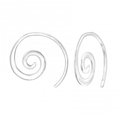 Wave Spiral - 925 Sterling Silver Plain Earrings A4S47881