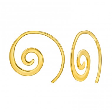 Golden Spiral - 925 Sterling Silver Plain Earrings A4S47882