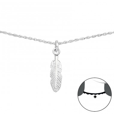 Gefieder - 925er Silber Choker Halskette A4S34694