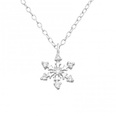 Snowflake - 925 Sterling Silver Necklace with stones A4S19680