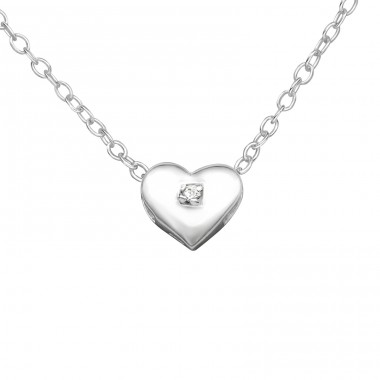 Heart - 925 Sterling Silver Necklace with stones A4S23303