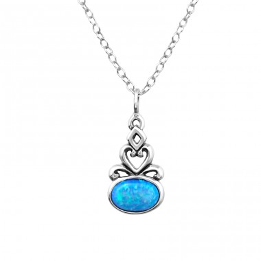 Oval Opal - 925 Sterling Silver Necklace with stones A4S23644