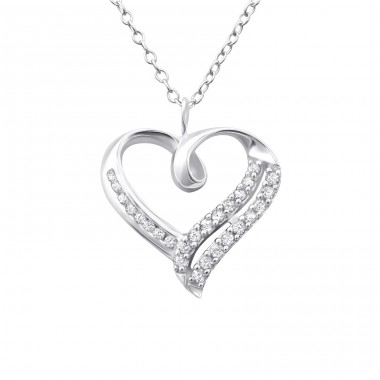 Heart - 925 Sterling Silver Necklace with stones A4S23852