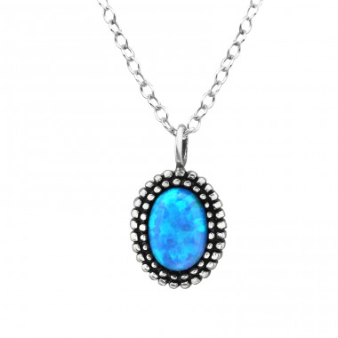 Oval Opal - 925 Sterling Silver Necklace with stones A4S27080