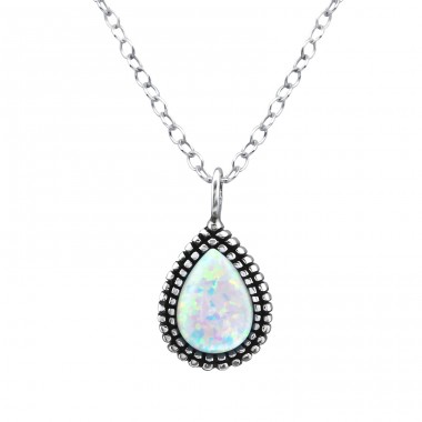 Pear Opal - 925 Sterling Silver Necklace with stones A4S27081