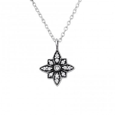 Antique Star - 925 Sterling Silver Necklace with stones A4S30455