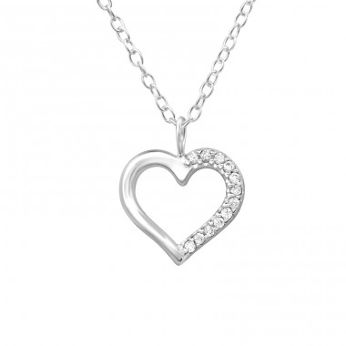 Heart - 925 Sterling Silver Necklace with stones A4S31395