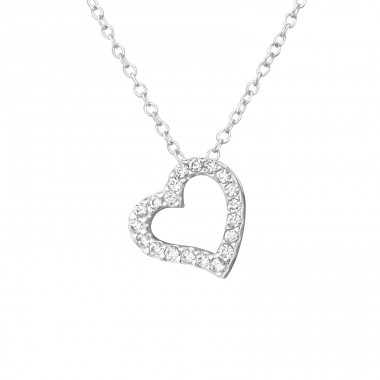 Heart - 925 Sterling Silver Necklace with stones A4S33891