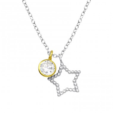 Star - 925 Sterling Silver Necklace with stones A4S35567