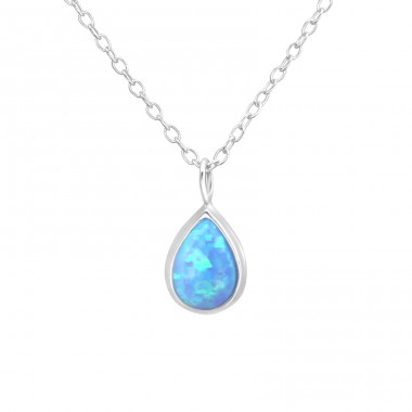 Teardrop - 925 Sterling Silver Necklace with stones A4S36833