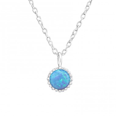 Round - 925 Sterling Silver Necklace with stones A4S37276