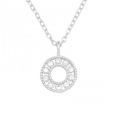 Circle - 925 Sterling Silver Necklace with stones A4S39712