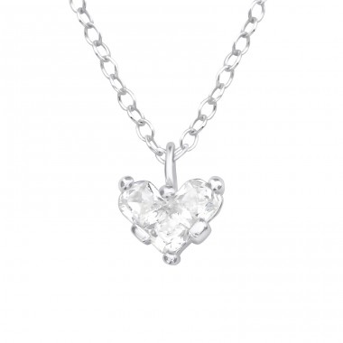 Heart - 925 Sterling Silver Necklace with stones A4S39786