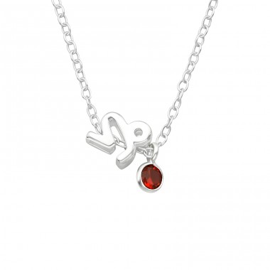 Capricorn Zodiac Sign - 925 Sterling Silver Necklace with stones A4S40157