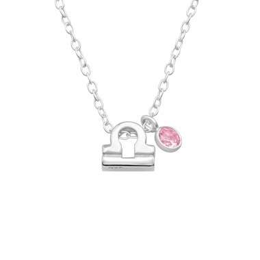 Libra Zodiac Sign - 925 Sterling Silver Necklace with stones A4S40175