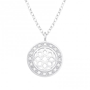 Flower - 925 Sterling Silver Necklace with stones A4S40196