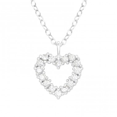 Heart - 925 Sterling Silver Necklace with stones A4S40198