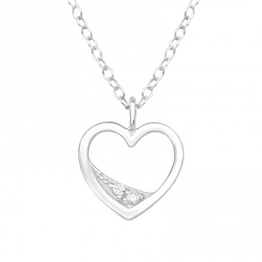 Heart - 925 Sterling Silver Necklace with stones A4S40210