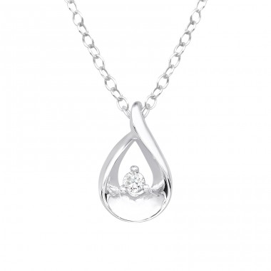 Teardrop - 925 Sterling Silver Necklace with stones A4S40242