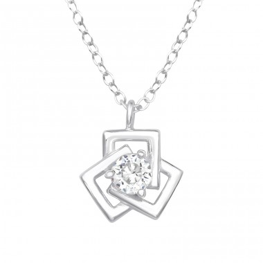 Geometric - 925 Sterling Silver Necklace with stones A4S40244