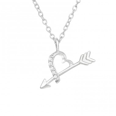 Heart And Arrow - 925 Sterling Silver Necklace with stones A4S40422