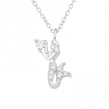 Mermaid - 925 Sterling Silver Necklace with stones A4S40423