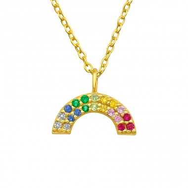 Zirconia Colorful Rainbow gold plated - 925 Sterling Silver Necklace With Stones A4S40894