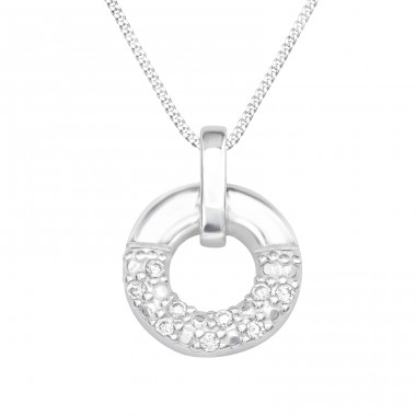 Round - 925 Sterling Silver Necklace with stones A4S41180