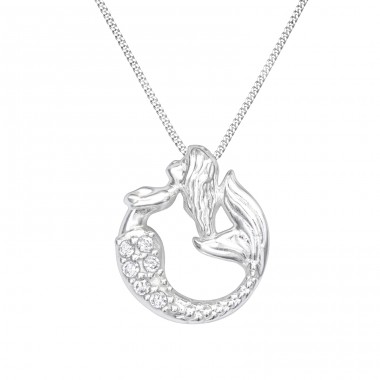 Mermaid - 925 Sterling Silver Necklace with stones A4S41222