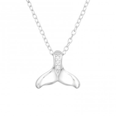 Whale's Tail - 925 Sterling Silver Necklace with stones A4S41228