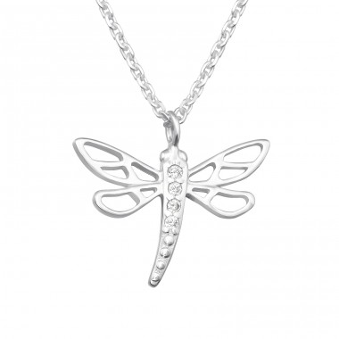 Dragonfly - 925 Sterling Silver Necklace with stones A4S41245