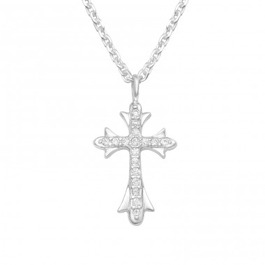 Cross - 925 Sterling Silver Necklace with stones A4S41251