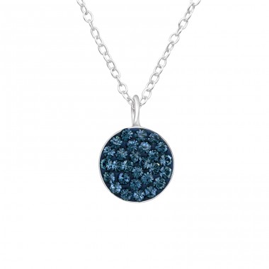 Round  With Genuine European Crystals - 925 Sterling Silver Lacrystale Silver Necklaces A4S41447